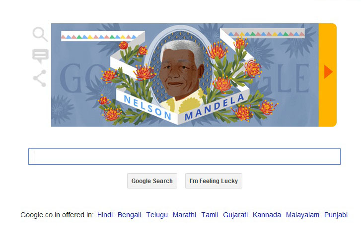 Google doodles on Mandela's birthday